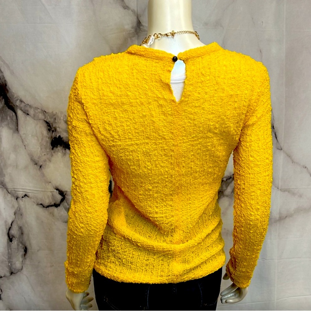 Victoria Beckham yellow textured blouse super stretchy light as feather